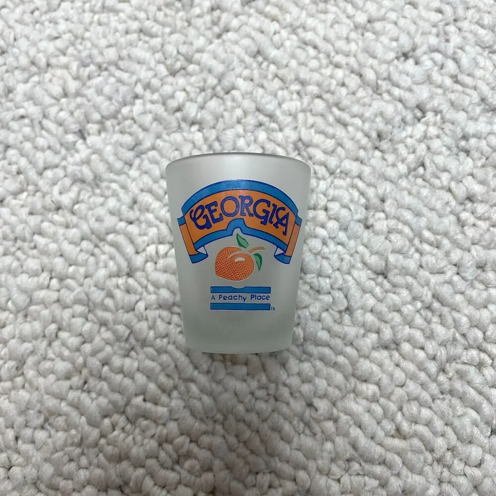 Georgia a Peachy Place Peach Logo Graphic Shot Glass Shotglass Semi Opaque